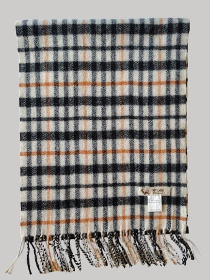 Digao camel and black club check preloved pure cashmere scarf from Ireland, soft luxury wrap