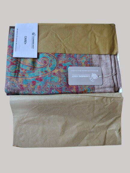 Dusty rose paisley Pure Pashmina shawl – luxurious handcrafted softness and elegance by Cashmere Knot Ireland