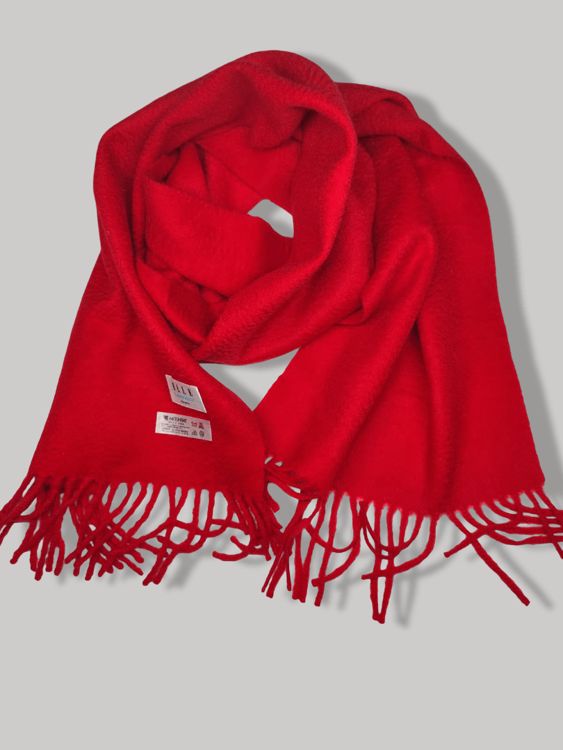 Elle Lumiere Paris red pure cashmere scarf from Ireland, soft luxury cashmere muffler