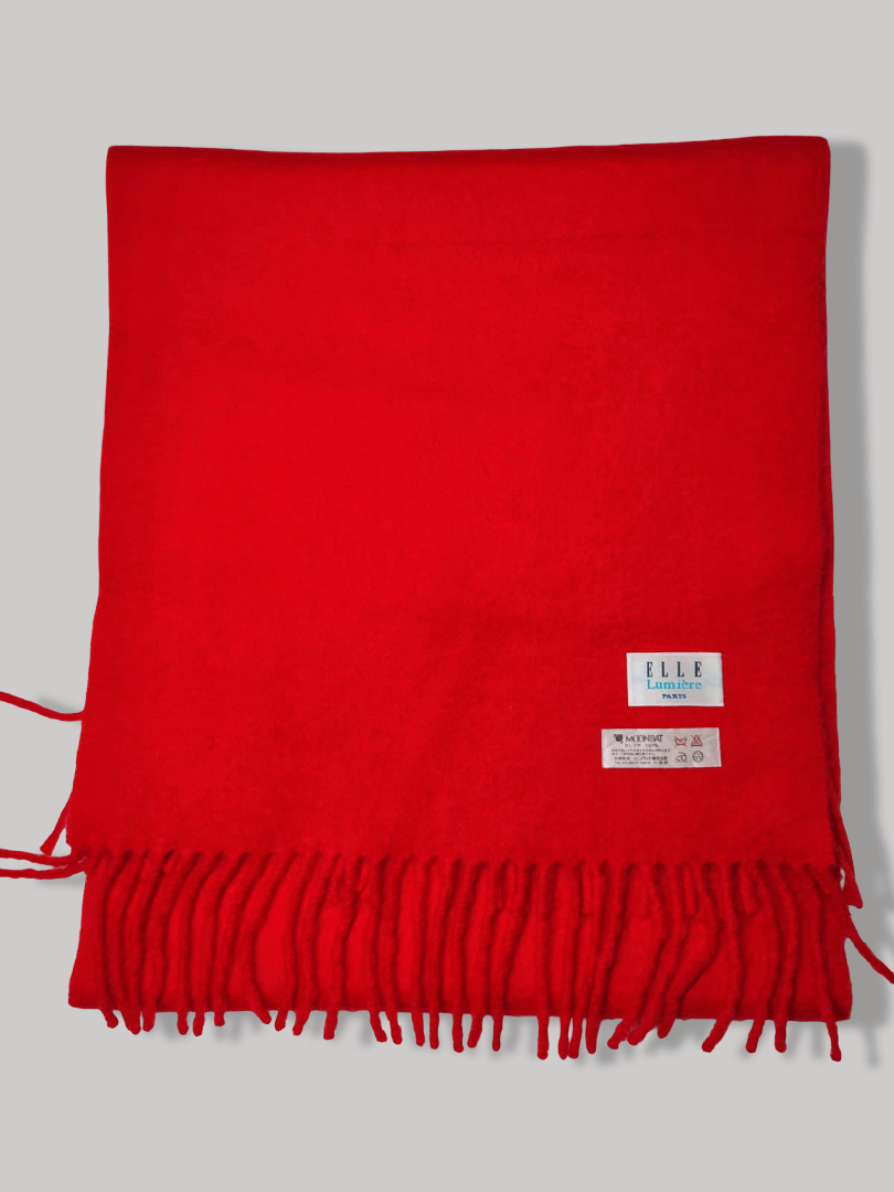 Elle Lumiere Paris red pure cashmere scarf from Ireland, soft luxury cashmere muffler
