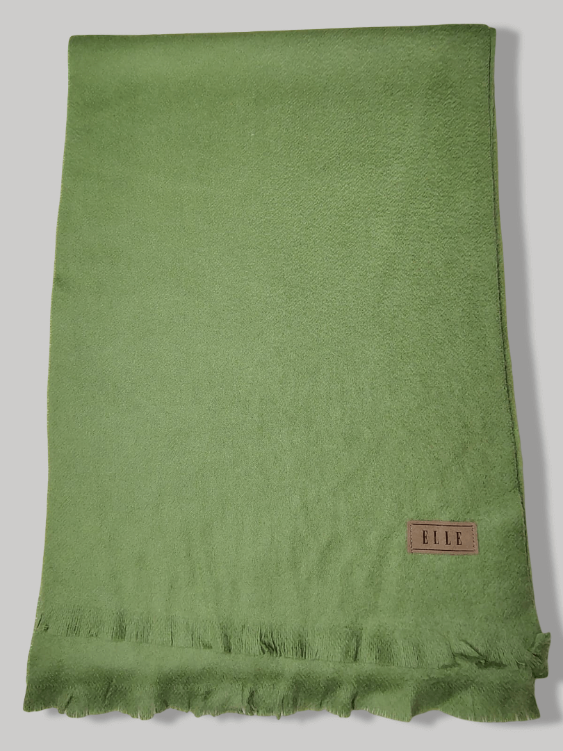 Elle Lumiere Paris green pure cashmere scarf from Ireland, soft luxury cashmere muffler