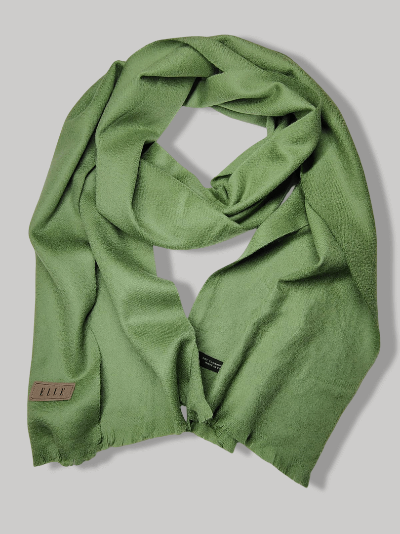 Elle Lumiere Paris green pure cashmere scarf from Ireland, soft luxury cashmere muffler