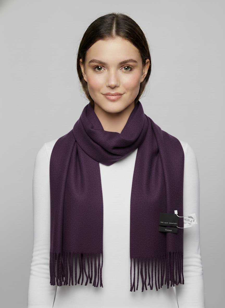 Enya Montenani preloved pure cashmere scarf from Ireland, plum purple color