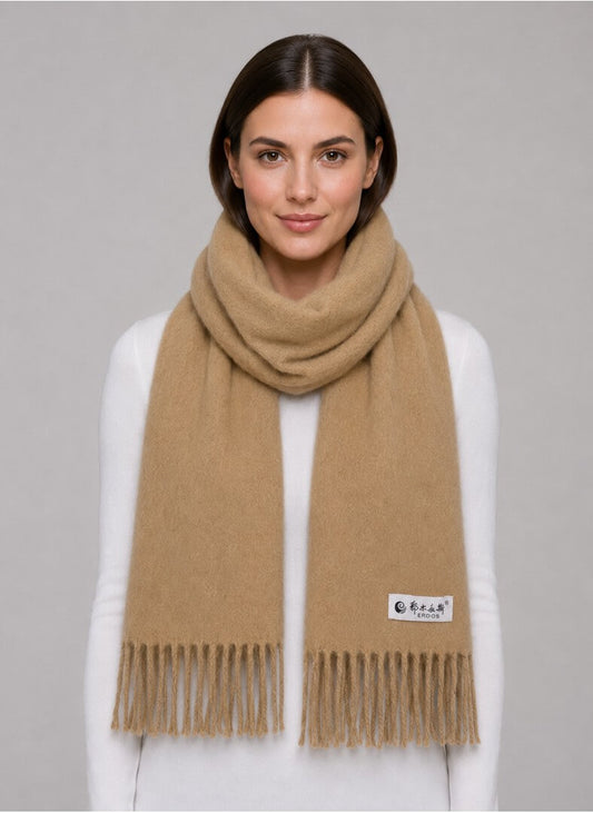 Erdos beige preloved pure cashmere scarf from Ireland, soft luxury wrap