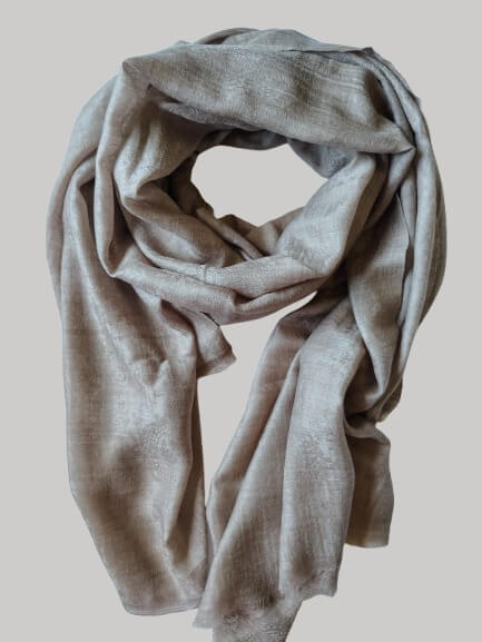 French Taupe Gray pure Pashmina stole from Cashmere Knot Ireland, featuring lightweight softness and timeless elegance for women in Ireland