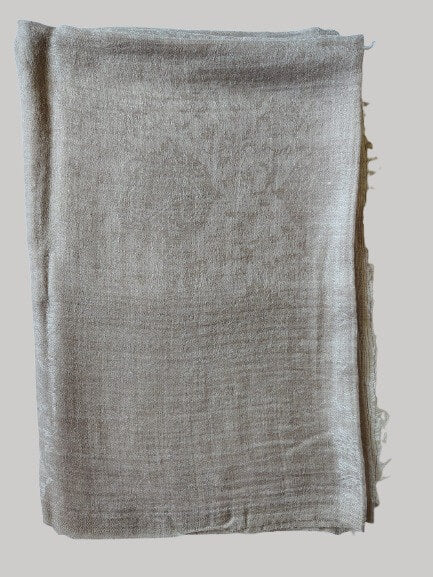 French Taupe Gray pure Pashmina stole from Cashmere Knot Ireland, featuring lightweight softness and timeless elegance for women in Ireland