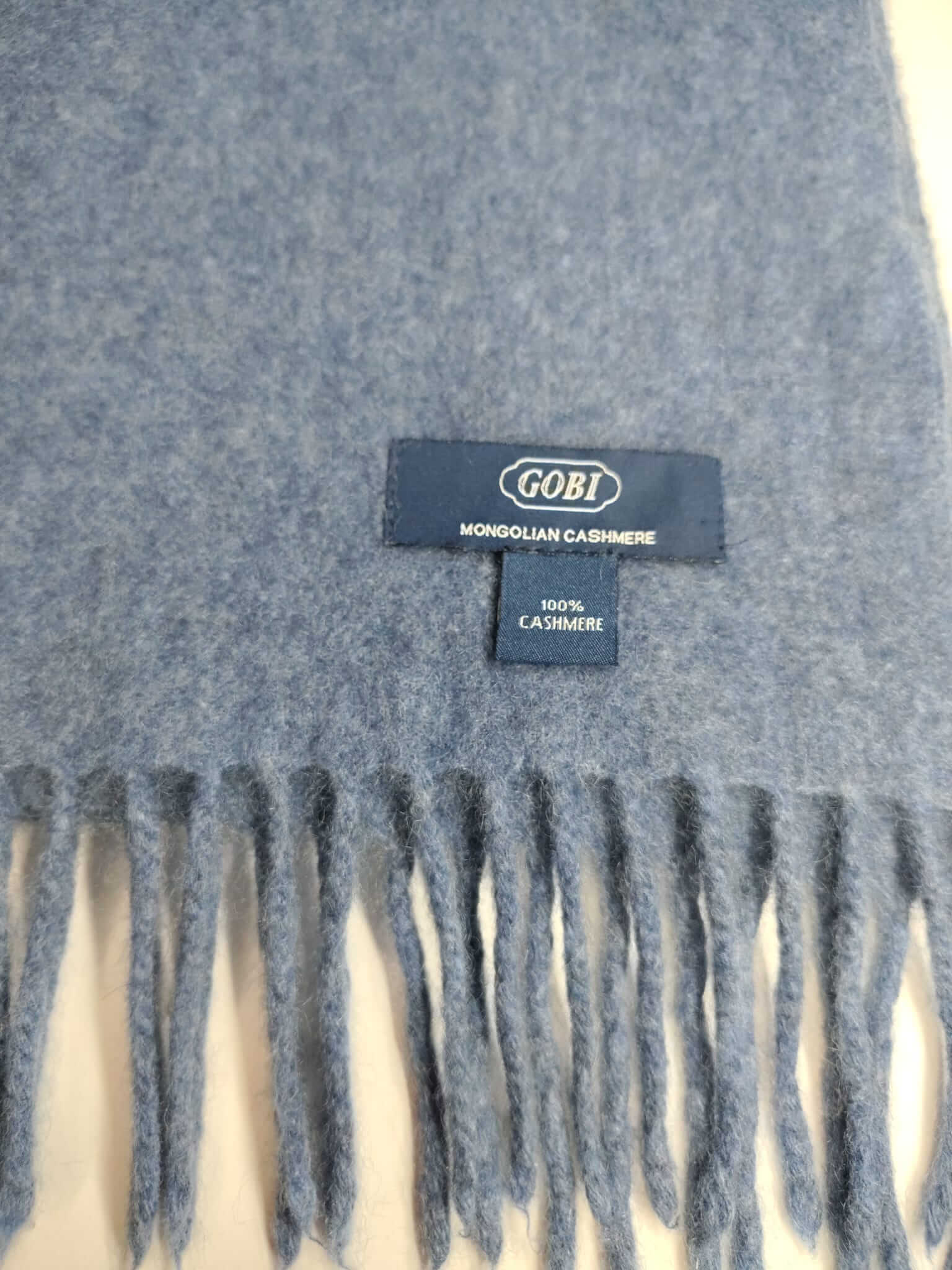 Gobi ocean blue preloved pure cashmere scarf from Ireland, soft luxury wrap