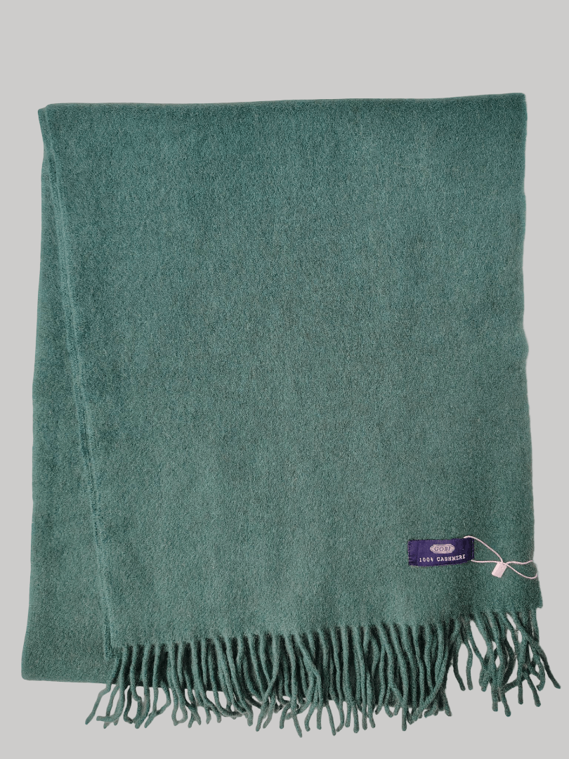 Gobi green cashmere muffler and scarf from Ireland, soft luxury wrap