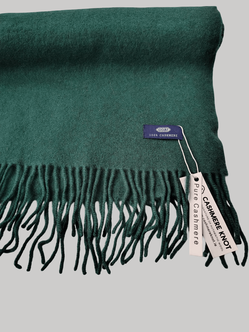 Gobi green cashmere muffler and scarf from Ireland, soft luxury wrap