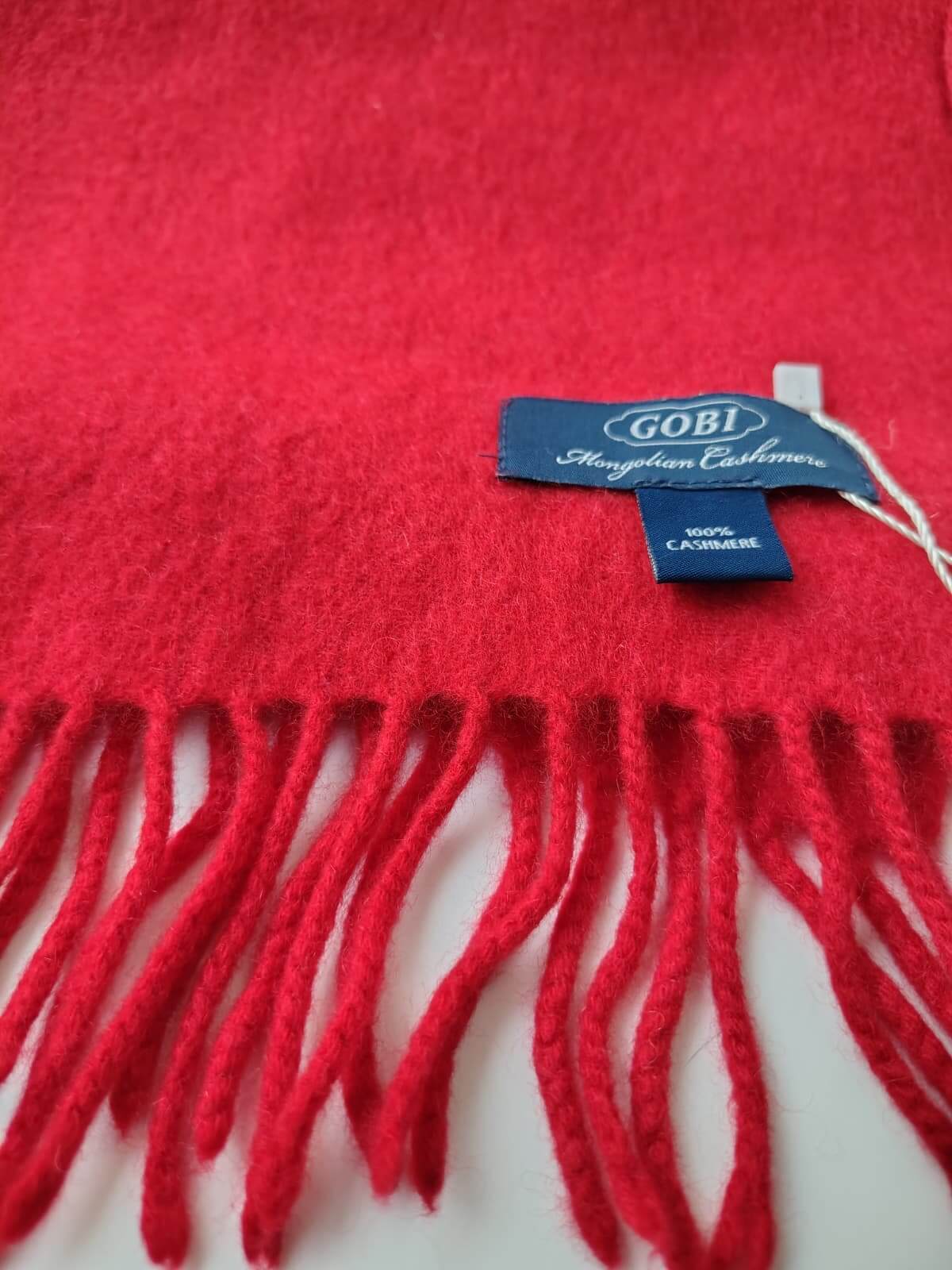 Gobi red preloved cashmere muffler and scarf from Ireland, soft luxury wrap