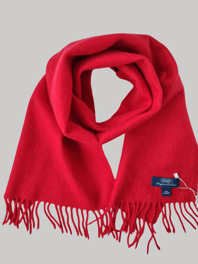 Gobi red preloved cashmere muffler and scarf from Ireland, soft luxury wrap