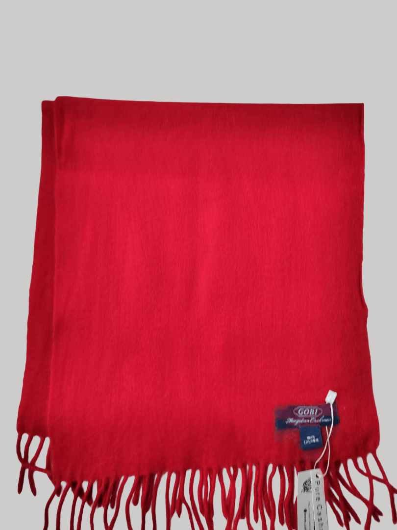 Gobi red preloved cashmere muffler and scarf from Ireland, soft luxury wrap