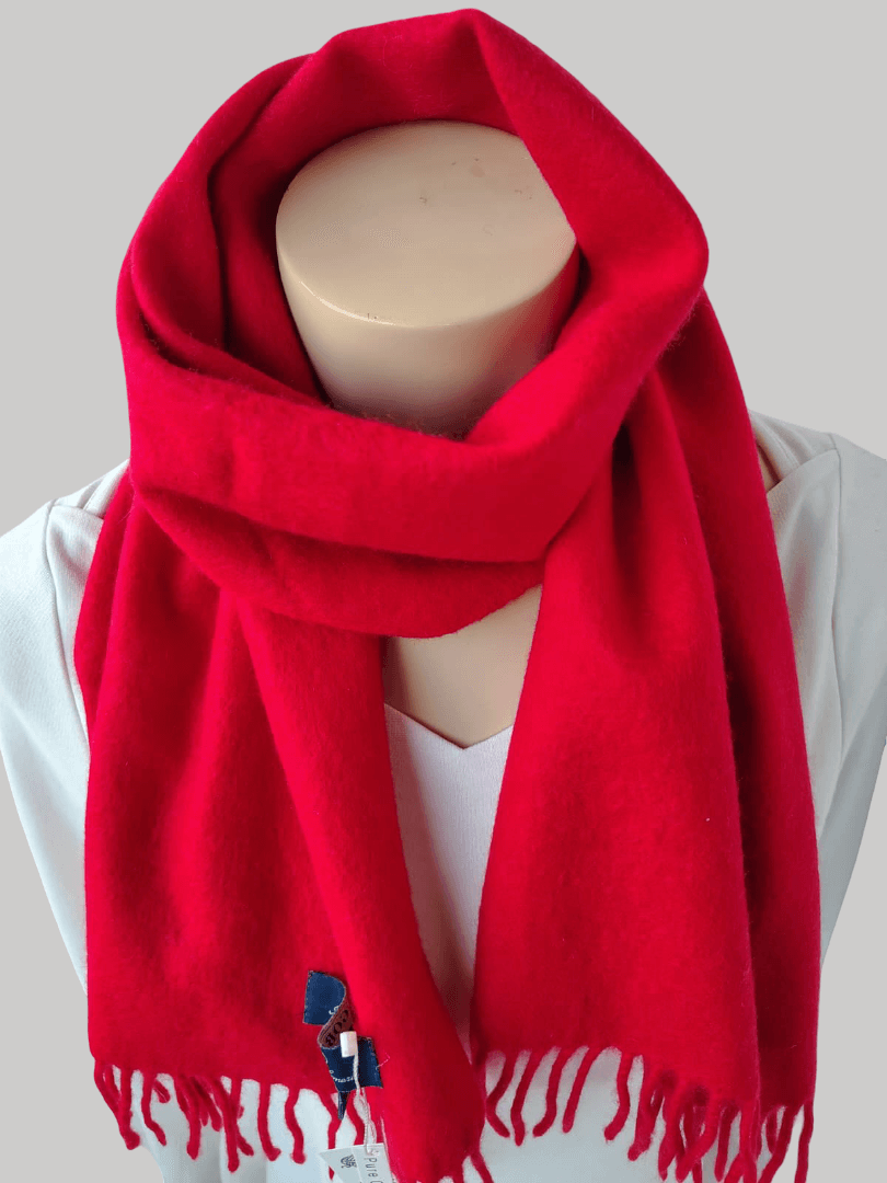 Gobi red preloved cashmere muffler and scarf from Ireland, soft luxury wrap