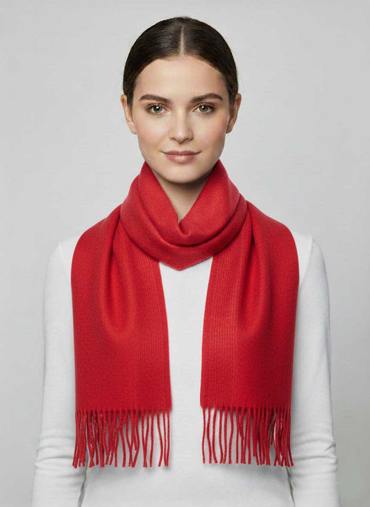 Gobi red preloved cashmere muffler and scarf from Ireland, soft luxury wrap
