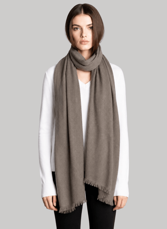 Graphite gray pure Pashmina stole from Cashmere Knot Ireland, featuring lightweight softness and timeless elegance for women in Ireland