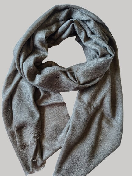 Graphite gray pure Pashmina stole from Cashmere Knot Ireland, featuring lightweight softness and timeless elegance for women in Ireland