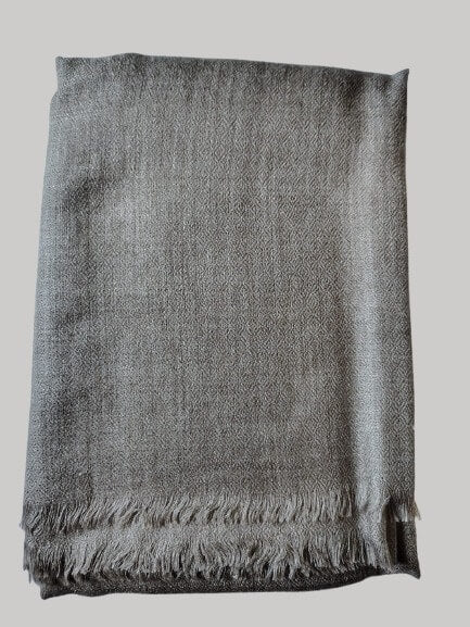 Graphite gray pure Pashmina stole from Cashmere Knot Ireland, featuring lightweight softness and timeless elegance for women in Ireland