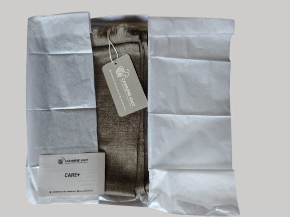 Graphite gray pure Pashmina stole from Cashmere Knot Ireland, featuring lightweight softness and timeless elegance for women in Ireland