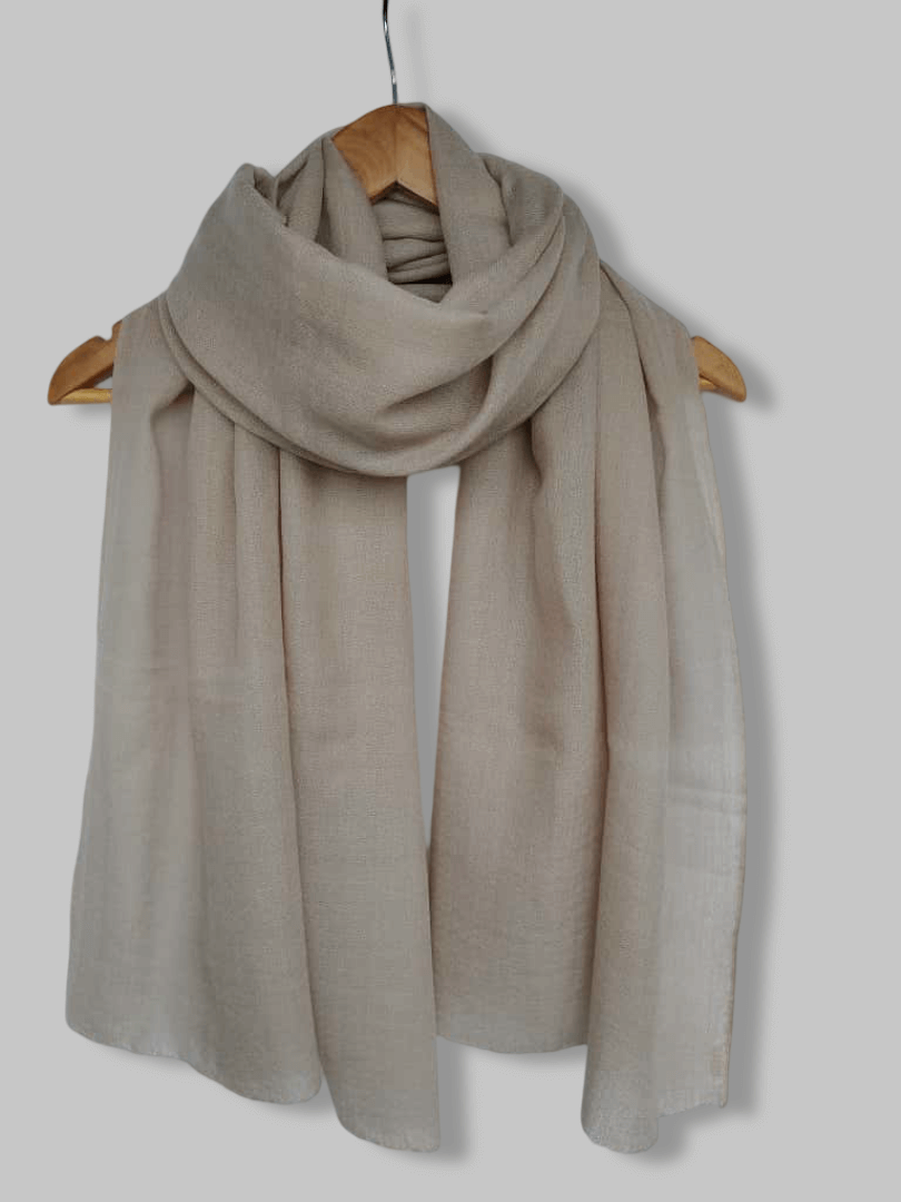 Ivory pure Pashmina stole from Cashmere Knot Ireland, featuring lightweight softness and timeless elegance for women in Ireland
