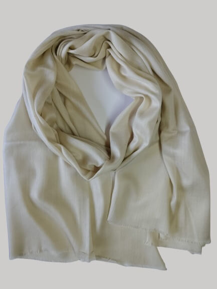 Ivory pure Pashmina stole from Cashmere Knot Ireland, featuring lightweight softness and timeless elegance for women in Ireland