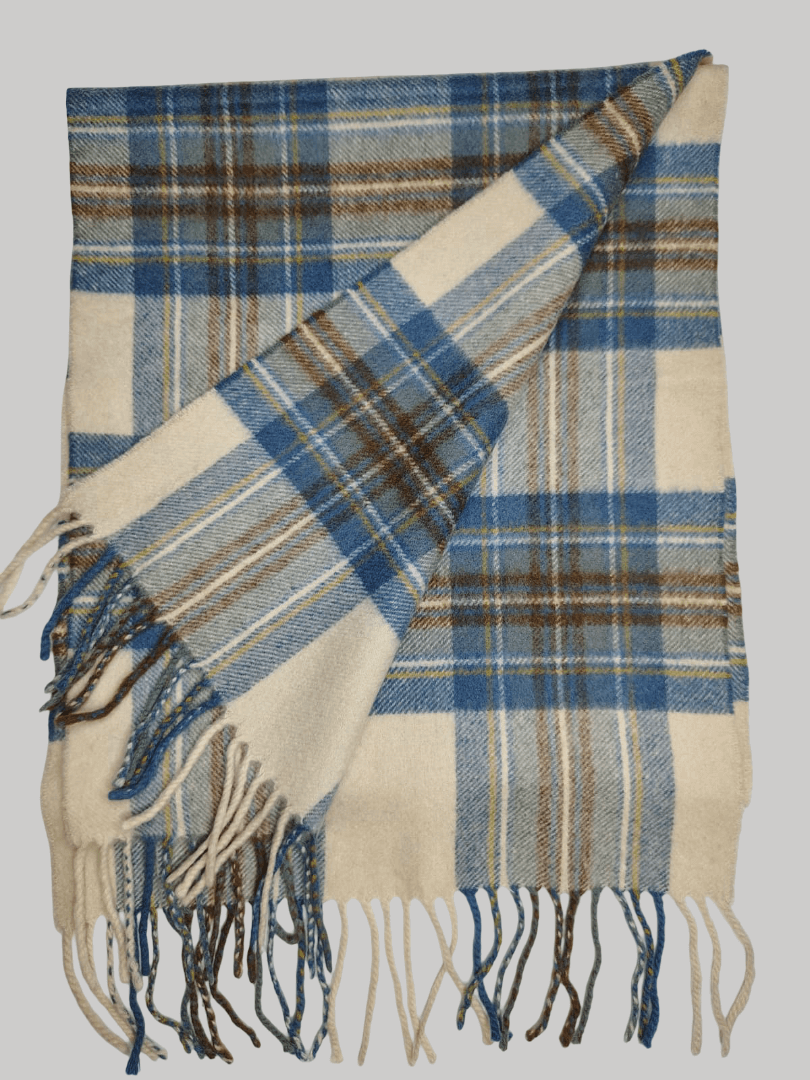 Johnstons of Elgin check preloved cashmere scarf from Ireland, soft luxury wrap