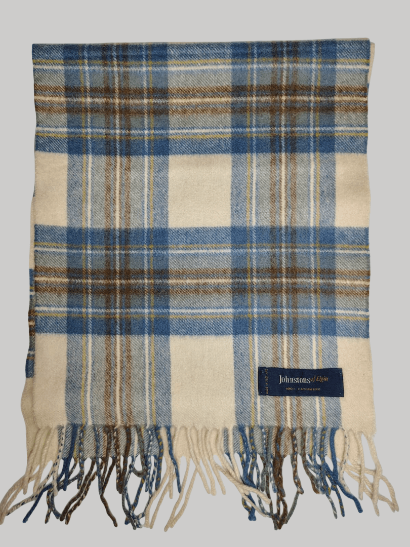 Johnstons of Elgin check preloved cashmere scarf from Ireland, soft luxury wrap