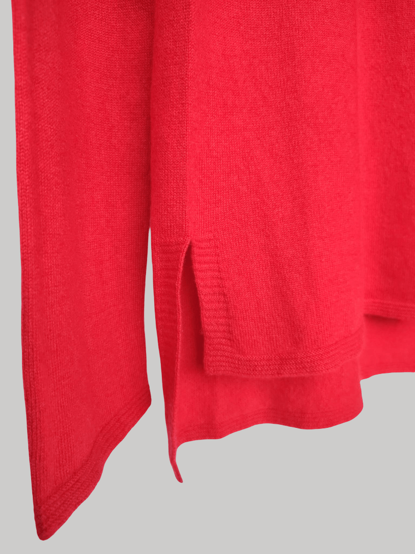 Johnstons of Elgin Raspberry Red preloved pure cashmere jumper made in Scotland size XXS curated by Cashmere Knot Ireland