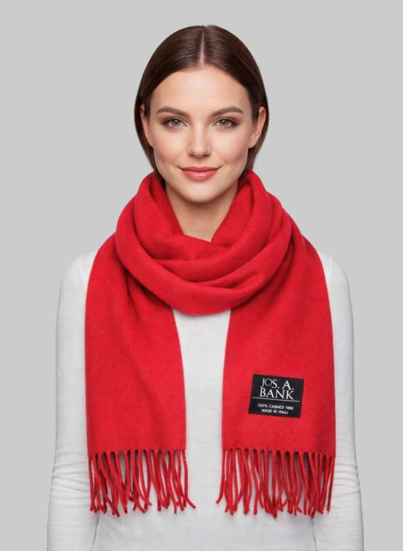 Jos A Bank preloved cashmere scarf from Ireland, red color