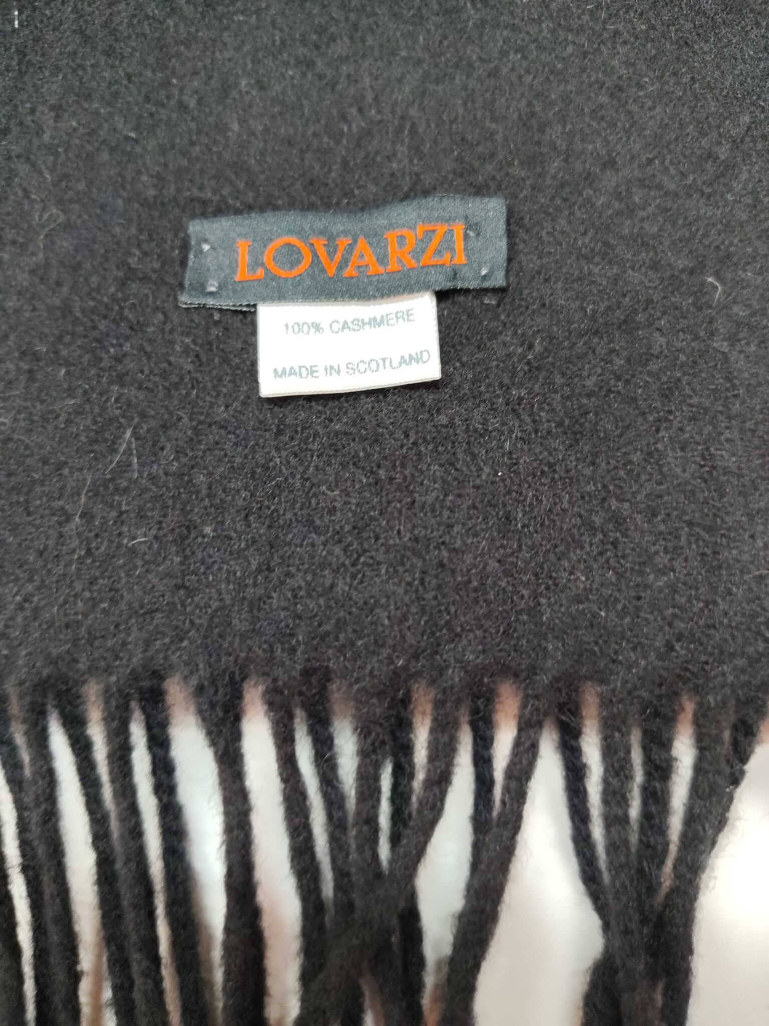 Lovarzi black preloved pure cashmere scarf from Ireland, soft luxury wrap