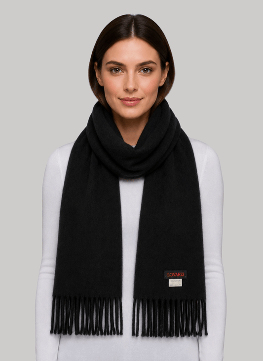 Lovarzi black preloved pure cashmere scarf from Ireland, soft luxury wrap