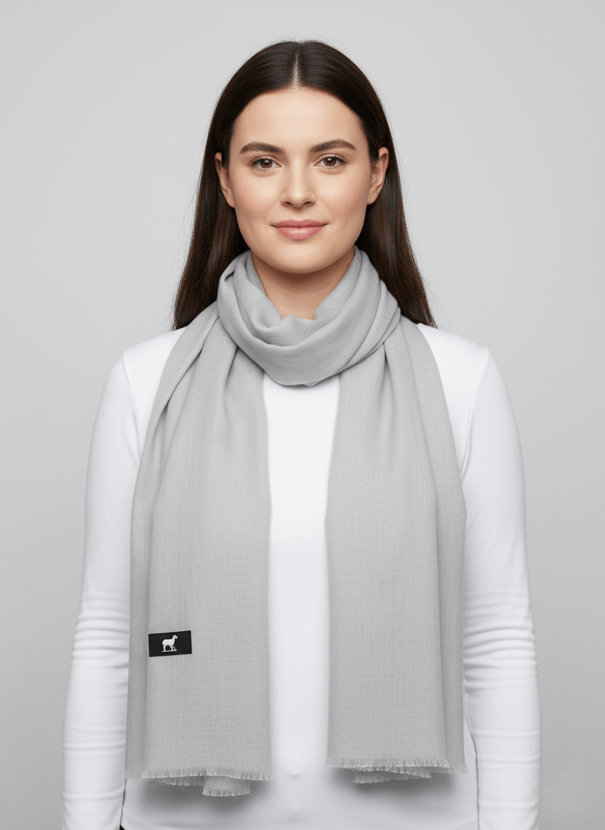 Light gray Kashmiri pure Pashmina stole for women – handcrafted luxury by Cashmere Knot Ireland