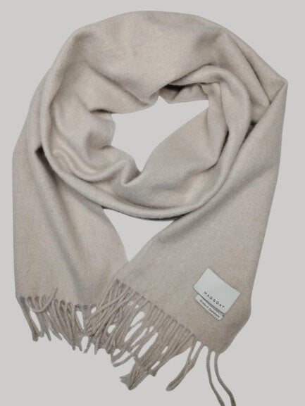 MadGoat Grade A light beige preloved pure cashmere scarf from Ireland, soft luxury wrap