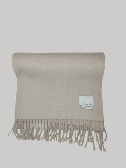 MadGoat Grade A light beige preloved pure cashmere scarf from Ireland, soft luxury wrap