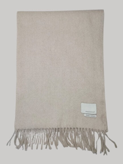 MadGoat Grade A light beige preloved pure cashmere scarf from Ireland, soft luxury wrap
