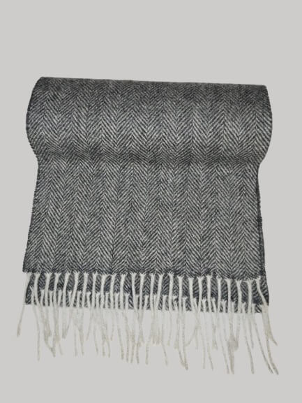Marks and Spencer charcoal grey herringbone preloved pure cashmere scarf from Ireland, soft luxury wrap