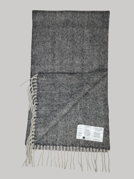 Marks and Spencer charcoal grey herringbone preloved pure cashmere scarf from Ireland, soft luxury wrap
