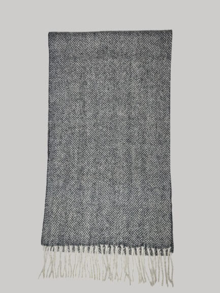 Marks and Spencer charcoal grey herringbone preloved pure cashmere scarf from Ireland, soft luxury wrap