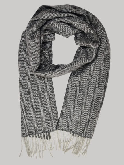 Marks and Spencer charcoal grey herringbone preloved pure cashmere scarf from Ireland, soft luxury wrap