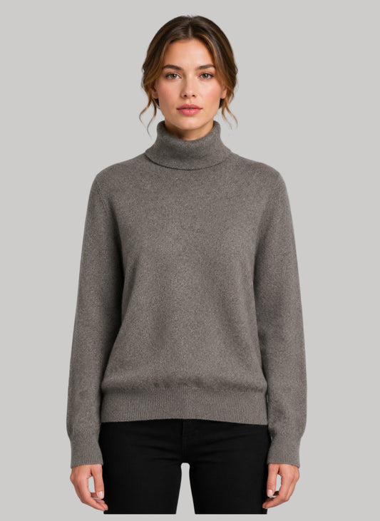 Marks & Spencer Taupe preloved pure cashmere turtleneck jumper UK size 22 relaxed fit from Cashmere Knot Ireland