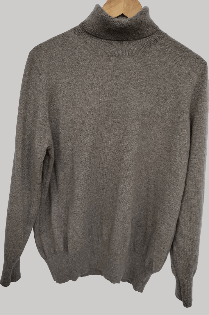 Marks & Spencer Taupe preloved pure cashmere turtleneck jumper UK size 22 relaxed fit from Cashmere Knot Ireland