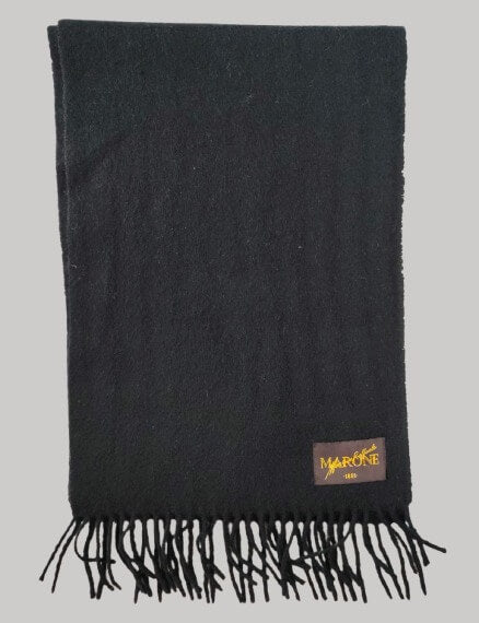 Marone Raffaele vintage black preloved pure cashmere scarf from Ireland, soft luxury wrap