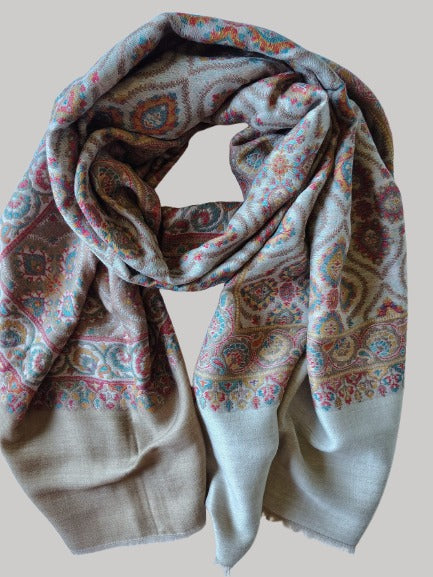 Mauve taupe medallion Pashmina shawl – luxurious handcrafted softness and elegance by Cashmere Knot Ireland