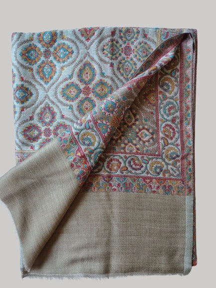Mauve taupe medallion Pashmina shawl – luxurious handcrafted softness and elegance by Cashmere Knot Ireland