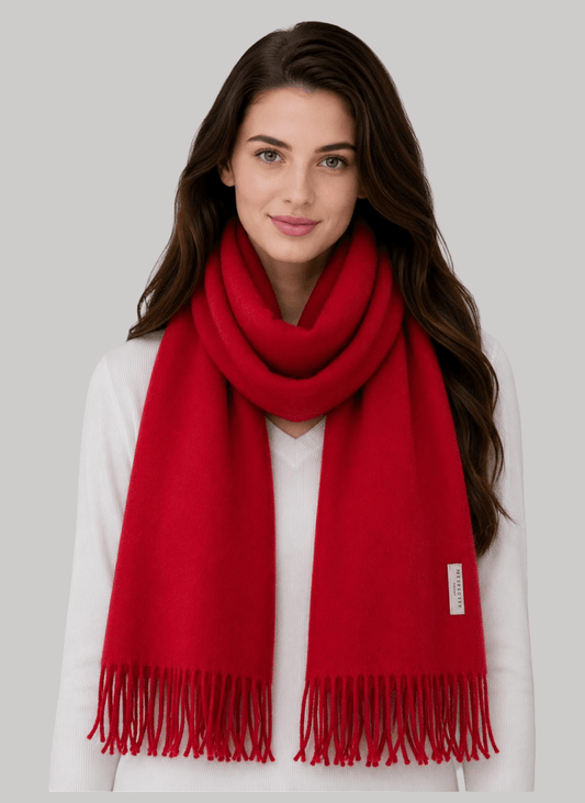 Preloved Metrocity pure cashmere scarves and muffler from Ireland in red color