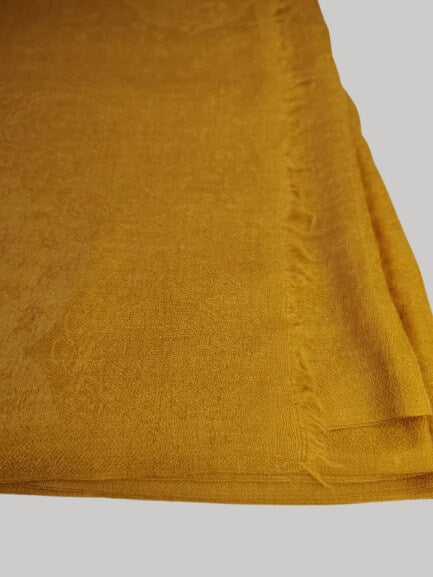 Mustard yellow pure Pashmina stole from Cashmere Knot Ireland, featuring lightweight softness and timeless elegance for women in Ireland