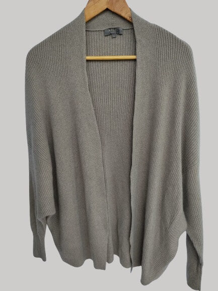 N.Peal Brownish Grey preloved pure cashmere oversized batwing cardigan size Large with 75 cm long fit from Cashmere Knot Ireland
