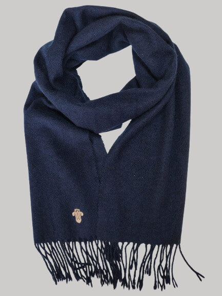 Polo Ralph Lauren midnight blue vintage preloved pure cashmere scarf from Ireland, soft luxury wrap