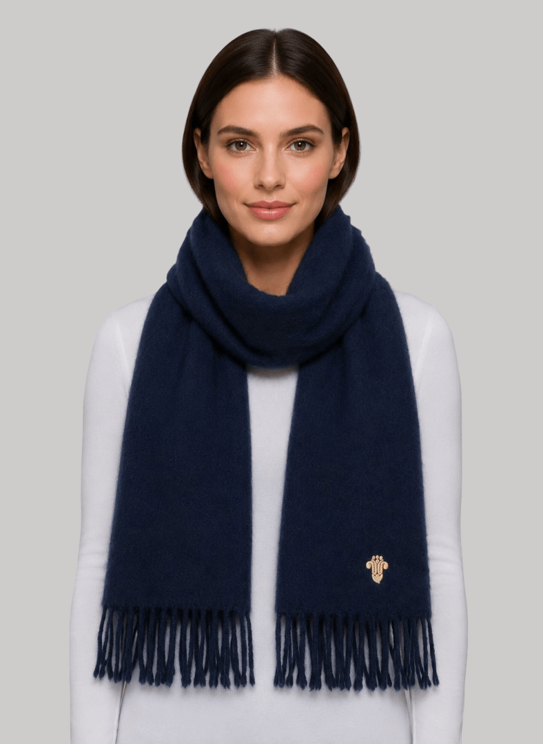 Polo Ralph Lauren midnight blue vintage preloved pure cashmere scarf from Ireland, soft luxury wrap