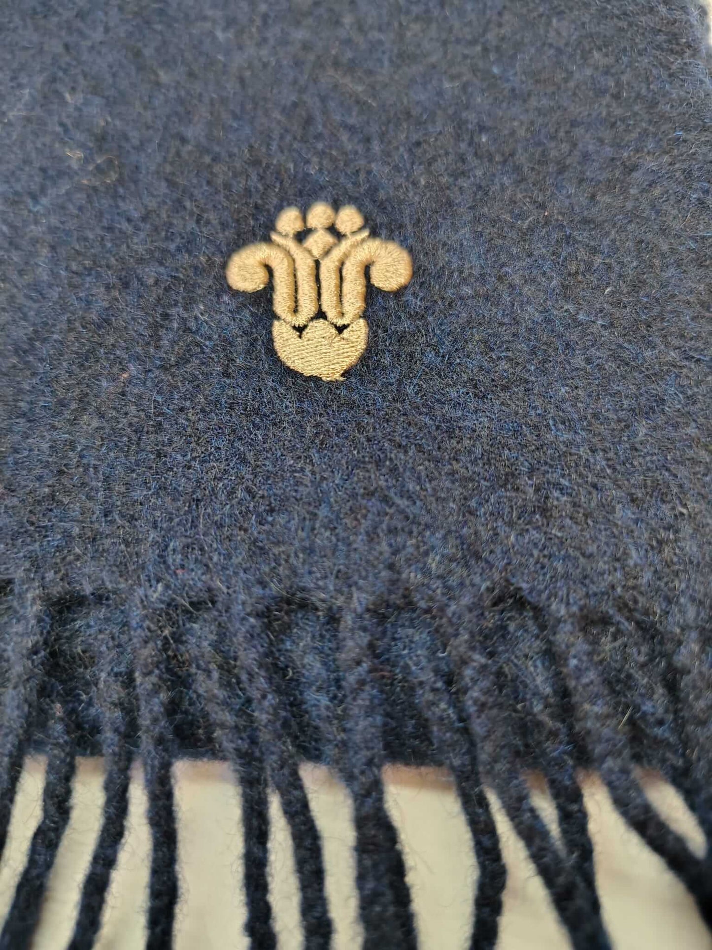 Polo Ralph Lauren midnight blue vintage preloved pure cashmere scarf from Ireland, soft luxury wrap