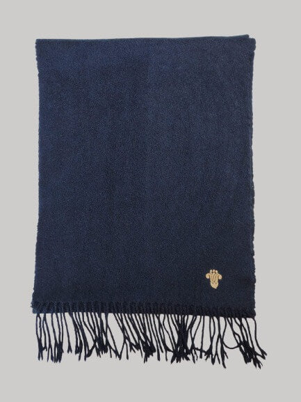 Polo Ralph Lauren midnight blue vintage preloved pure cashmere scarf from Ireland, soft luxury wrap